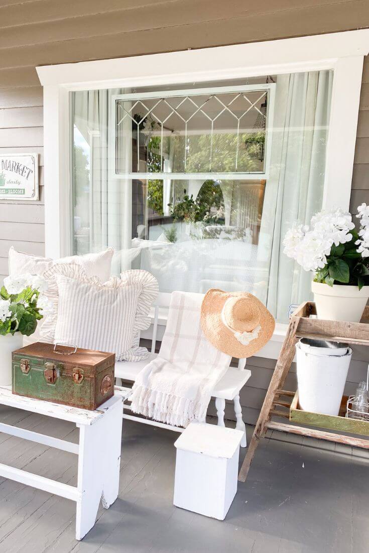 Decorating a Small Front Porch for Summer: DIY Vintage-Inspired Floral ...