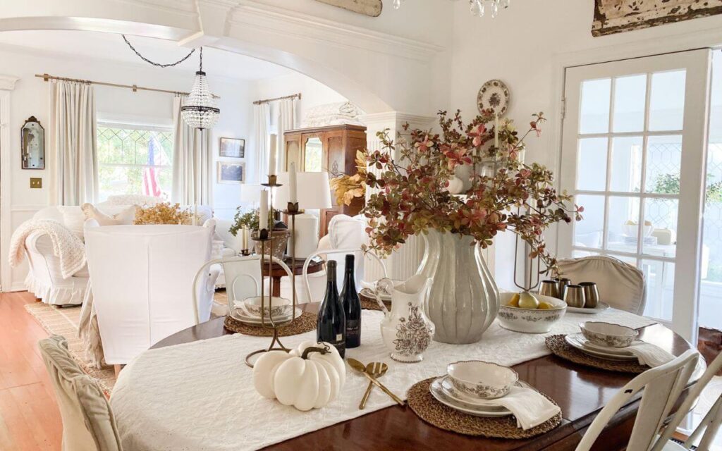 Fall tablespace with textured layers and soft nuetral tones