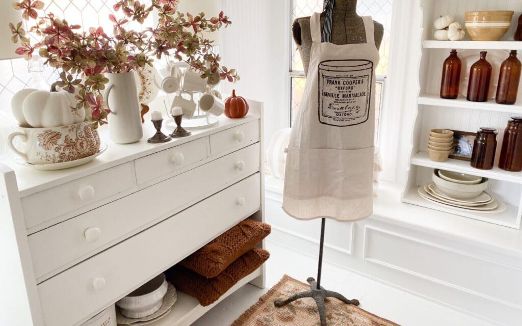 Easy and quick fall decor ideas using antiques and everyday items.