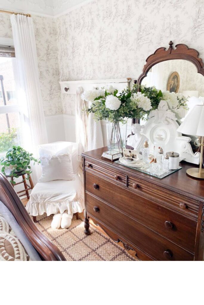 Cozy winter bedroom refresh with antique furntiture