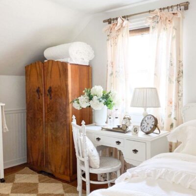 Floral Curtains in a Cottage Guest Room