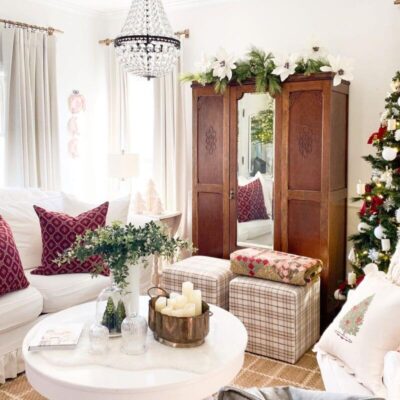 Christmas Living Room Decor with a Simple Pop of Red