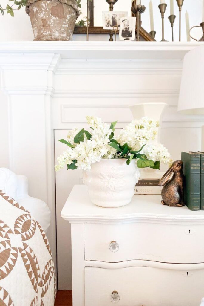 Faux lilacs for a quick spring refresh in the living room.