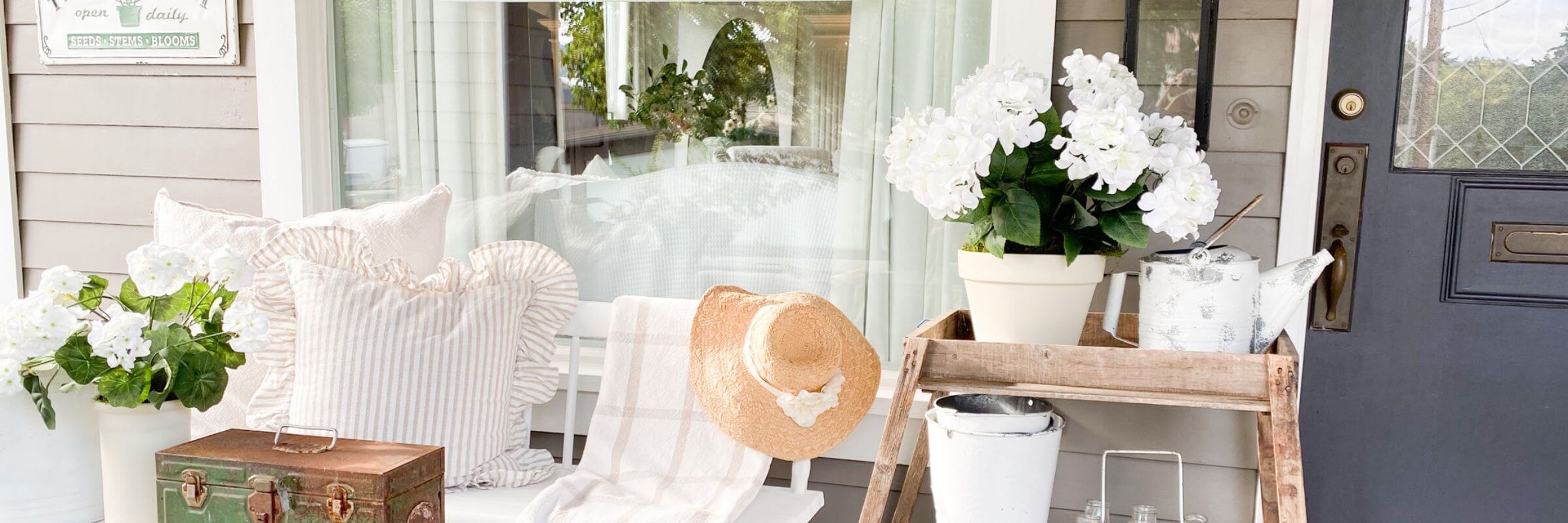 Cottage Front Porch with Antiques