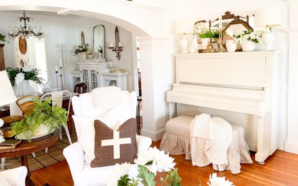 Vintage upright piano refreshed with Fusion Mineral Paint in Champlain