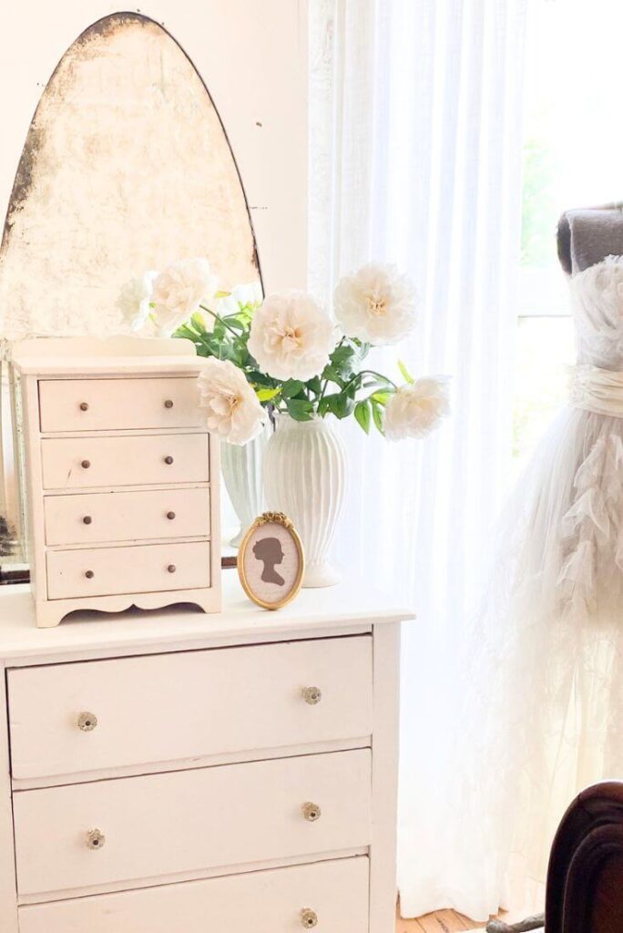 Hearth and Hand white florals for a spring look in the bedroom.