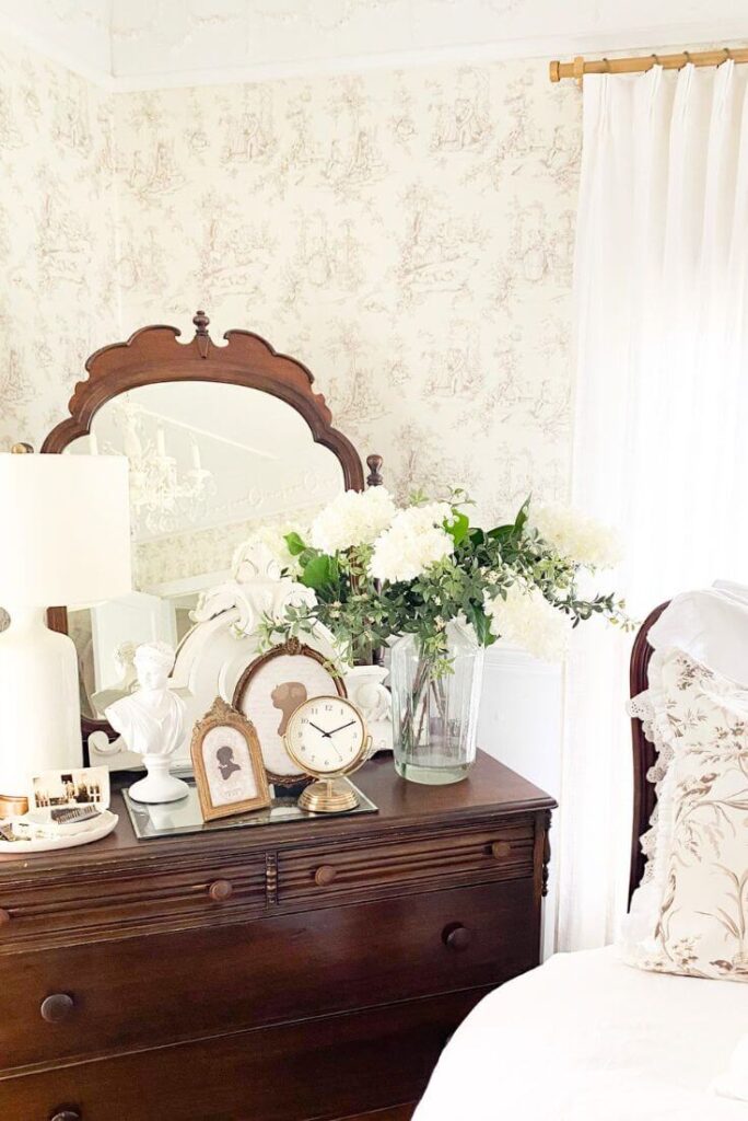 Spring floral arrangement with faux greenery